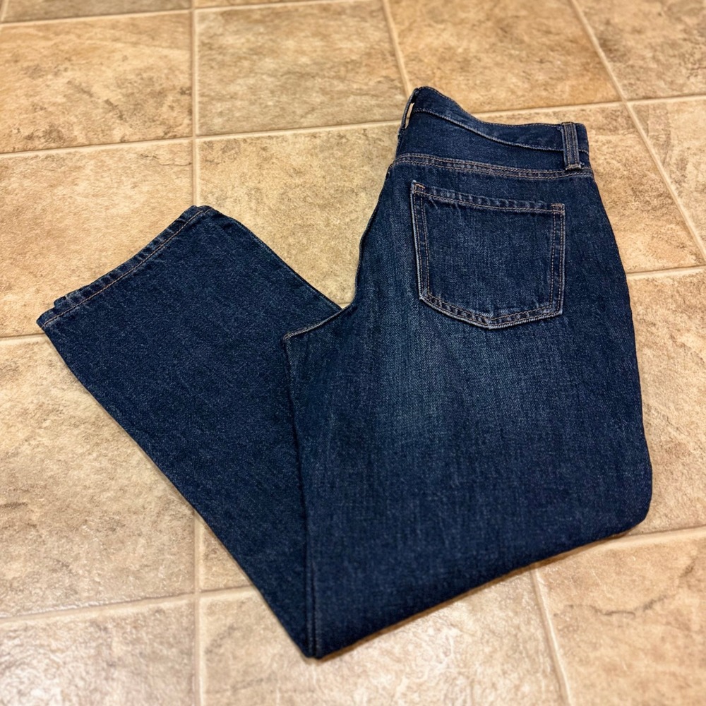 Old Navy High-Rise Slouchy Straight Capri  Dark Wash Cotton Size 0 Secret-Slim
